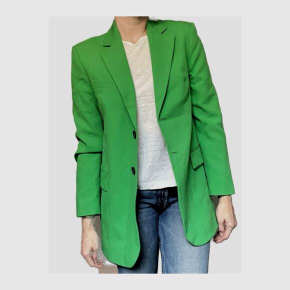 Zara Bright Green Double Button Blazer Jacket Size Small - Picture 1 of 7